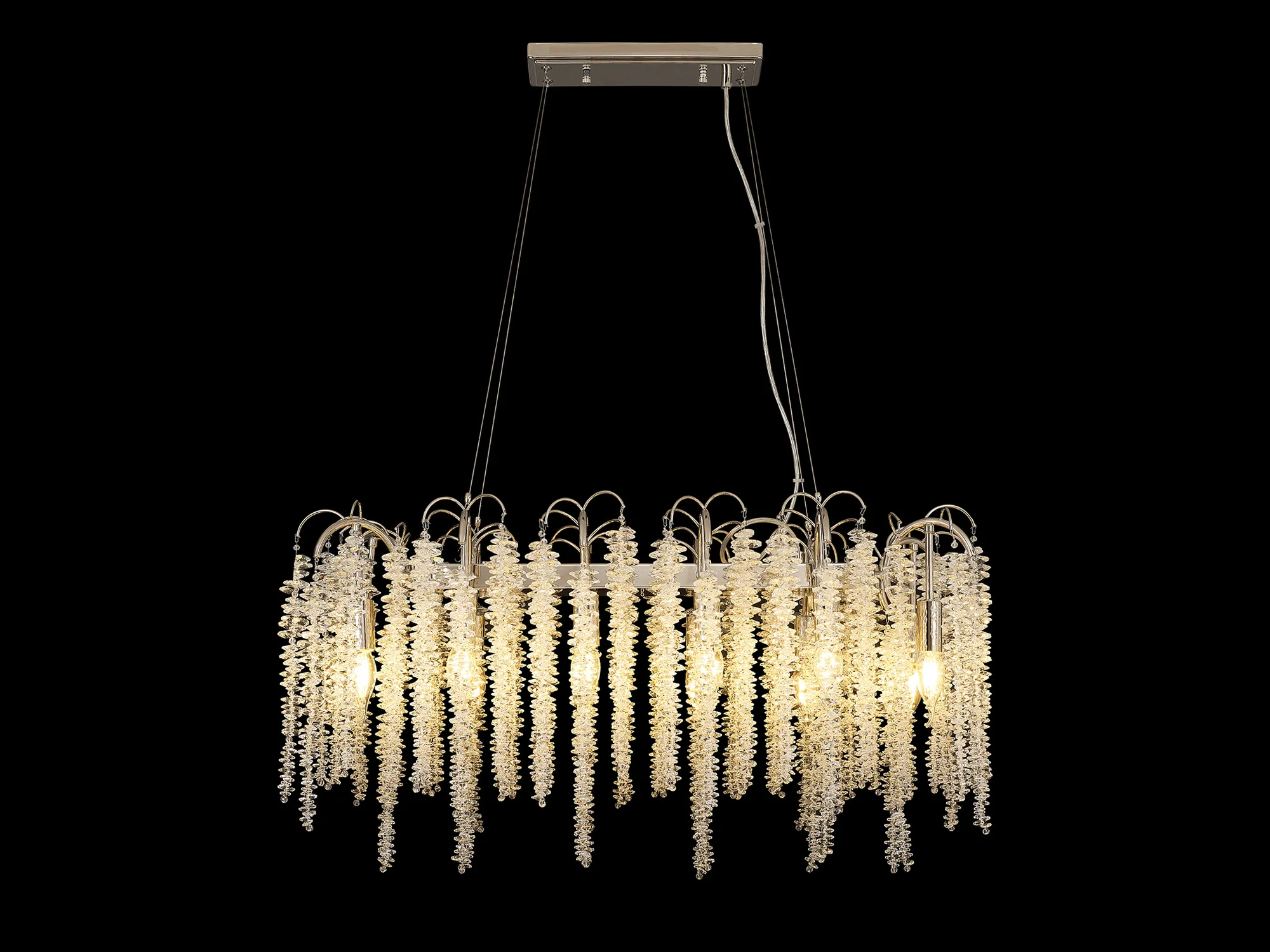 IL32884  Wisteria Oval Pendant 12 Light Polished Nickel